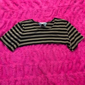 Y2K Black and cream striped crop top